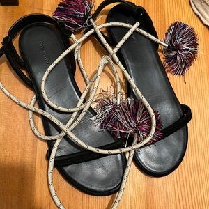 Isabel Marant Astrid tasseled leather-trimmed suede sandals in black 39